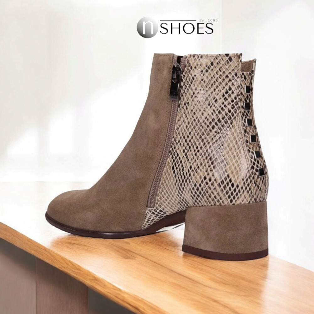 Женские бежевые ботинки NESSI 19655 bez-welur 4570 – натуральная кожа