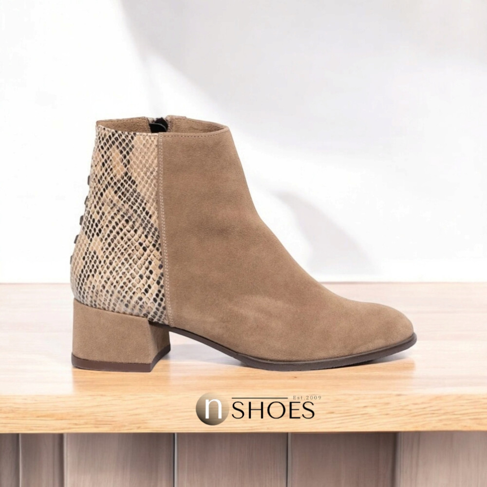 Женские бежевые ботинки NESSI 19655 bez-welur 4570 – натуральная кожа