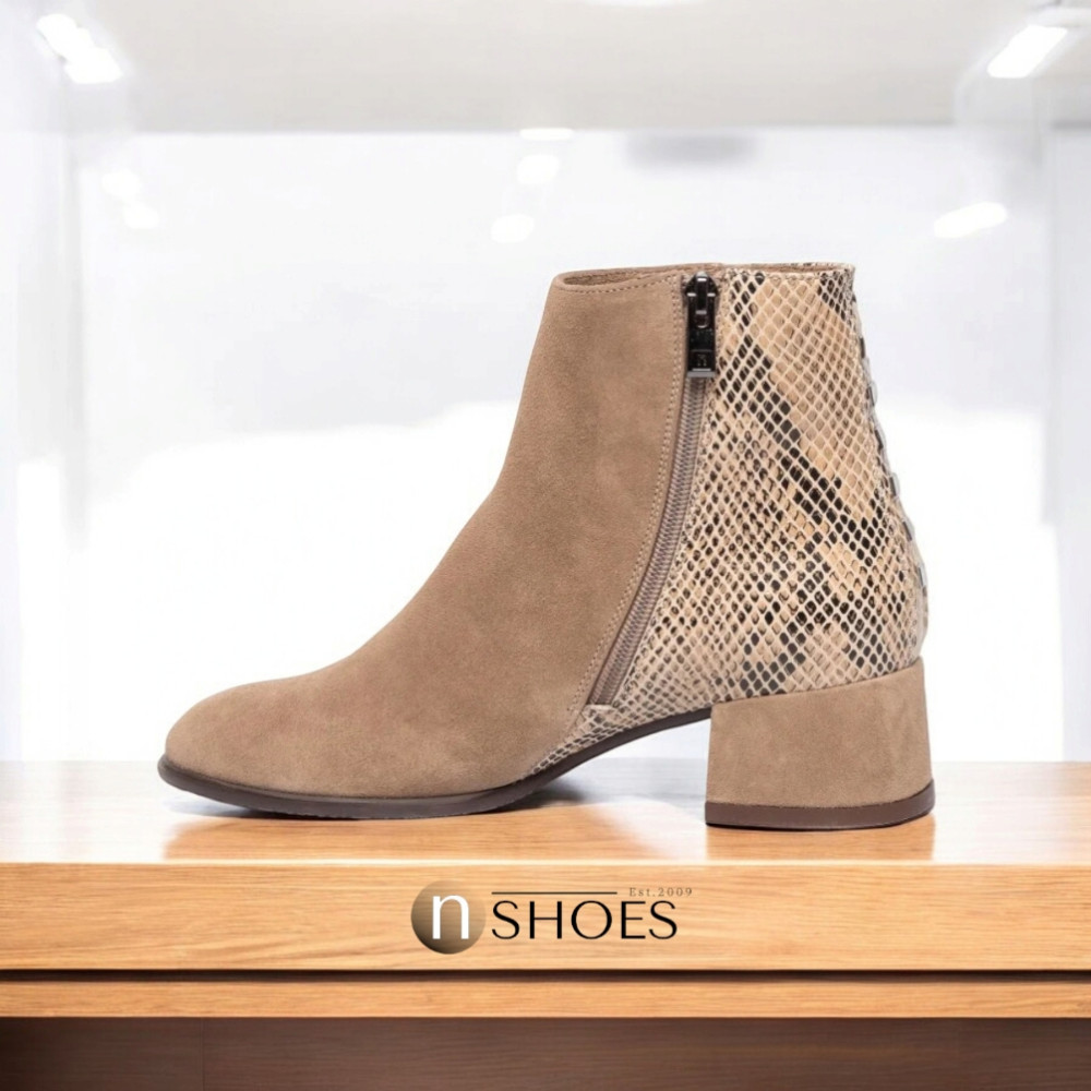 Женские бежевые ботинки NESSI 19655 bez-welur 4570 – натуральная кожа