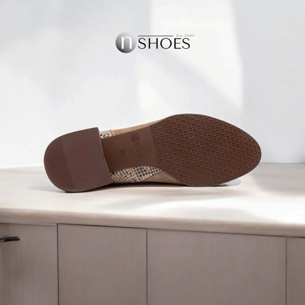 Женские бежевые ботинки NESSI 19655 bez-welur 4570 – натуральная кожа