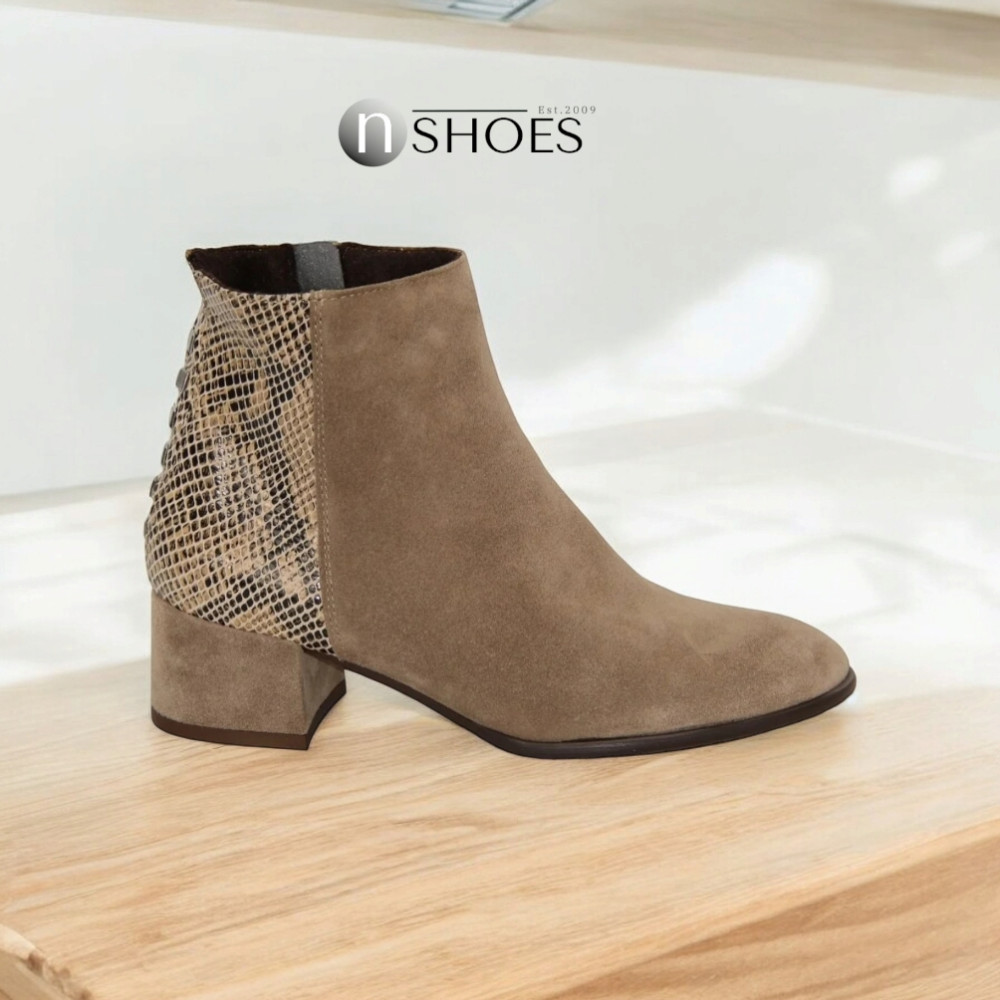 Женские бежевые ботинки NESSI 19655 bez-welur 4570 – натуральная кожа