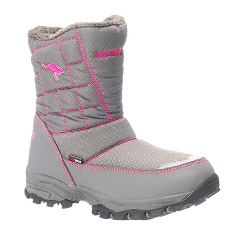Женские серые дутики ботинки KangaRoos 18092-000-2025 grey-blossom pink 4581 со скидкой 36 и 37 размер для прогулок водонепроницаемые от американского бренда