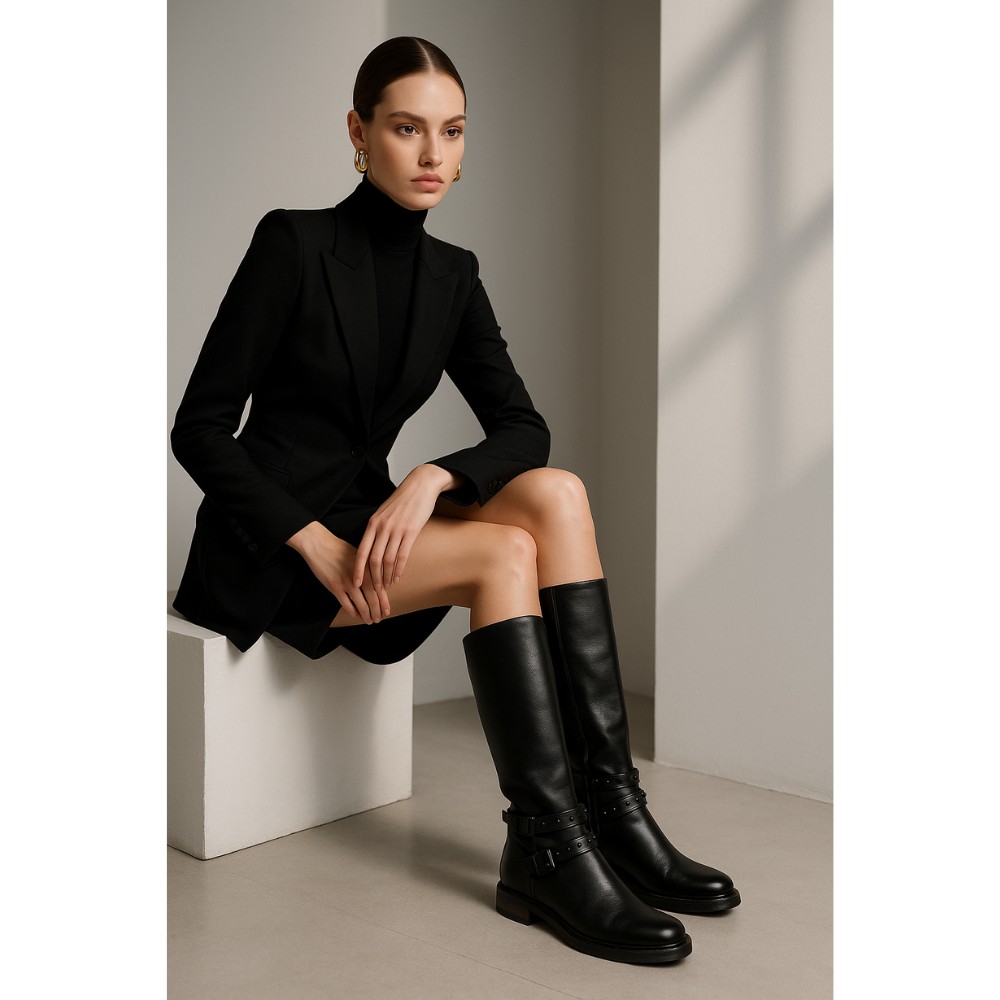 Жіночі чорні чоботи зимові SIMEN (Польща) модель 4595