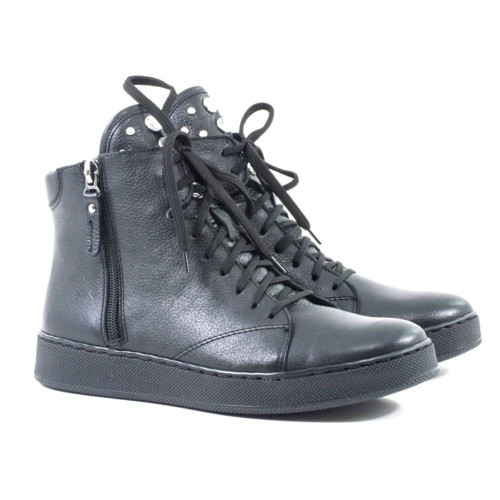 Women's stylish black demi seasonal sneakers boots Simen 0560a-faeda-czarny 4606 discounted size 39 in genuine leather from Polish factory