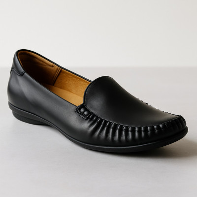 Women's black moccasins shoes Lesta Poland 058-3692-1-1036 4658 comfortable made of genuine leather from a Polish factory Women's black moccasins shoes Lesta Poland 058-3692-1-1036 4658 comfortable made of genuine leather from a Polish factory