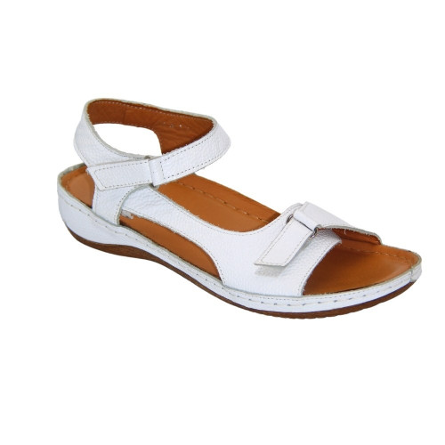 Women's white sandals Steizer k131-bialy-rv 4660 on a platform and velcro made of genuine leather from a Polish factory