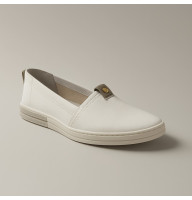 Жіночі білі сліпони туфлі Pollonus 5-1143-005 4675 із натуральної шкіри без шнурівки від польської фабрики