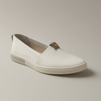 Women's white slip-on shoes Pollonus 5-1143-005 4675 made of genuine leather without laces from a Polish factory