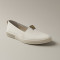 Women's white slip-on shoes Pollonus 5-1143-005 4675 made of genuine leather without laces from a Polish factory