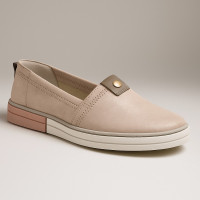 Women's beige slip-on shoes Pollonus 5-1143-007 4688 made of genuine leather without laces from a Polish factory