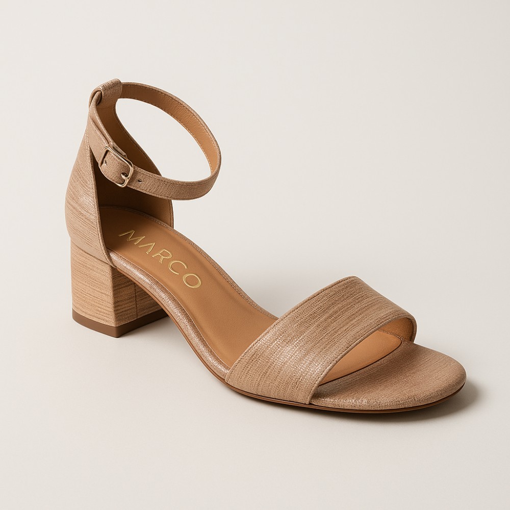 Жіночі бежеві босоніжки Marco на підборах із натуральної шкіри модель 4728