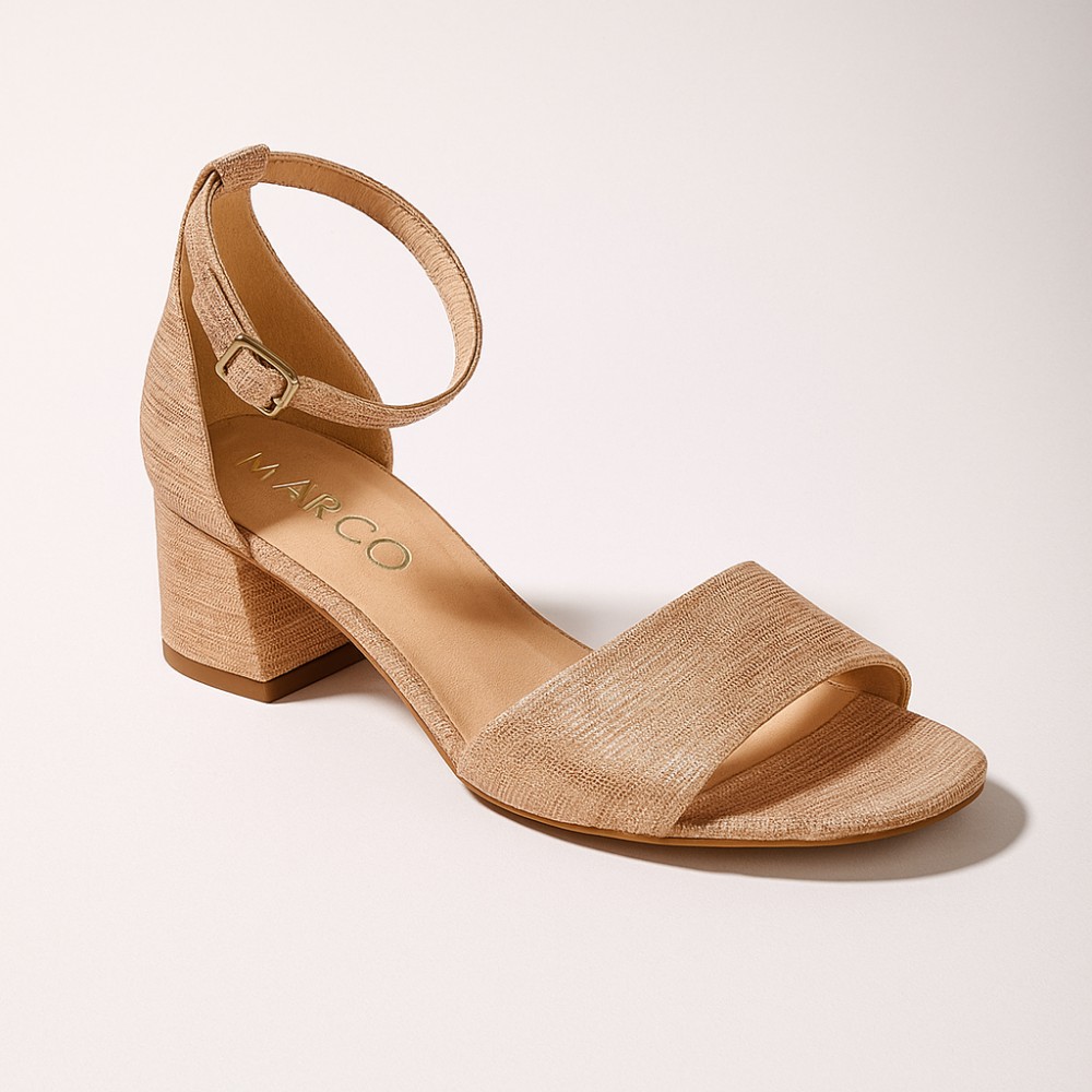 Жіночі бежеві босоніжки Marco на підборах із натуральної шкіри модель 4728