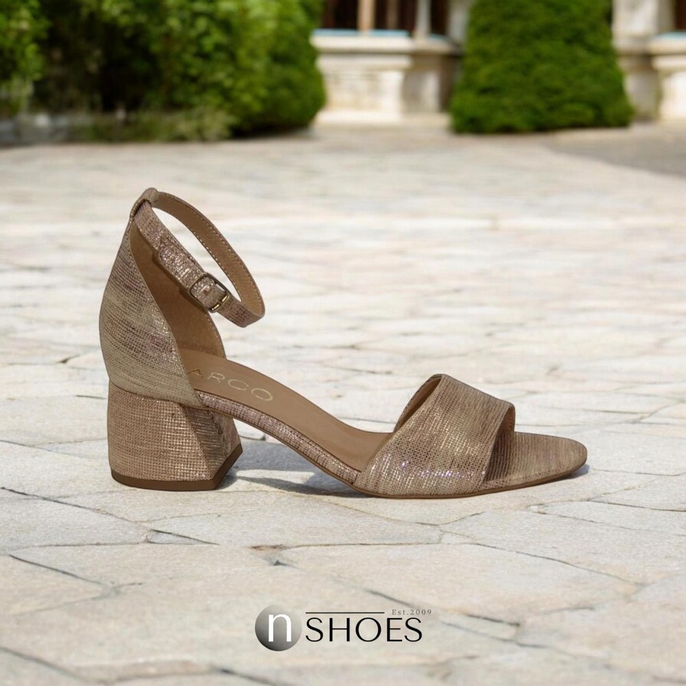 Жіночі бежеві босоніжки Marco на підборах із натуральної шкіри модель 4728