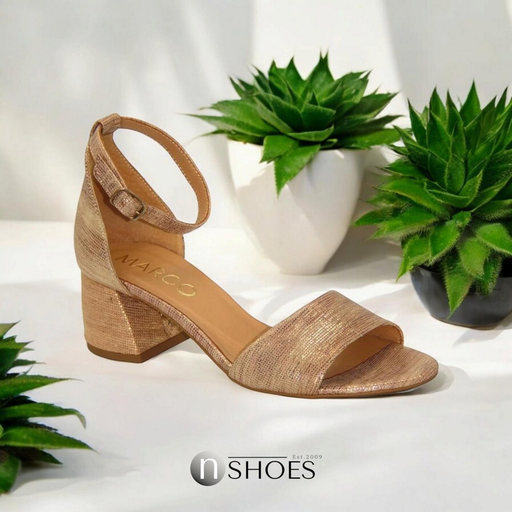 Жіночі бежеві босоніжки Marco на підборах із натуральної шкіри модель 4728