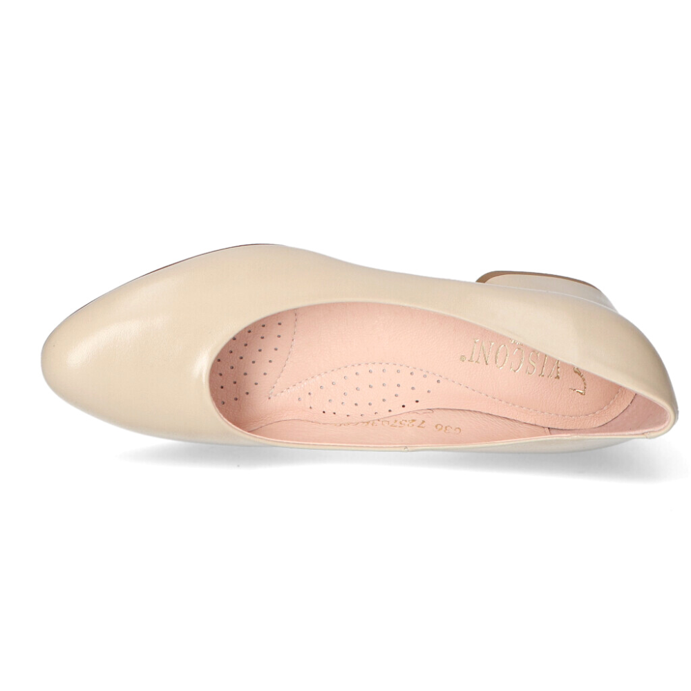 Women's beige low-heeled shoes Visconi (Poland) model 4757