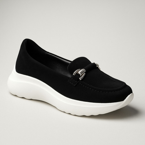Women's black loafers Karino 3374-003 4764 made of genuine suede leather from a Polish factory