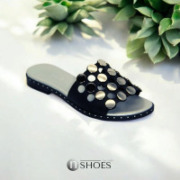 Жіночі чорні шльопанці на низькому ходу Kabala 321-s2-303-000101 4799 від польської фабрики з натуральної шкіри