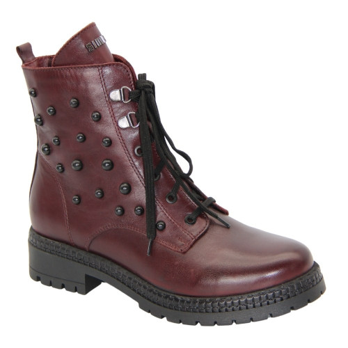 Women's burgundy demi seasonal boots SIMEN 2940 4821 discounted size 37 in genuine leather from Polish factory