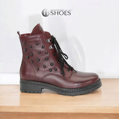 Женские бордовые демисезонные ботинки SIMEN 2940 4821 со скидкой 37 размер из натуральной кожи от польской фабрики