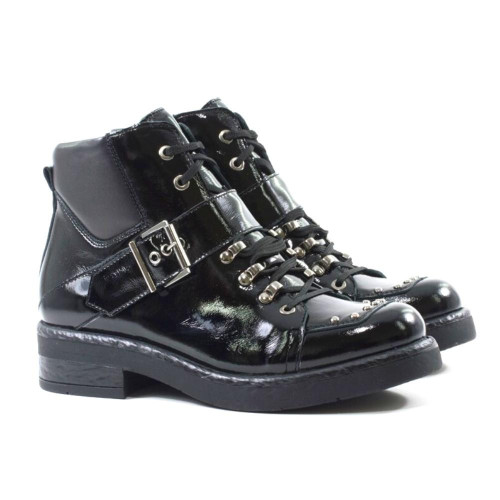 Women's black boots SIMEN Poland 1832 4849 made of genuine leather from a Polish factory