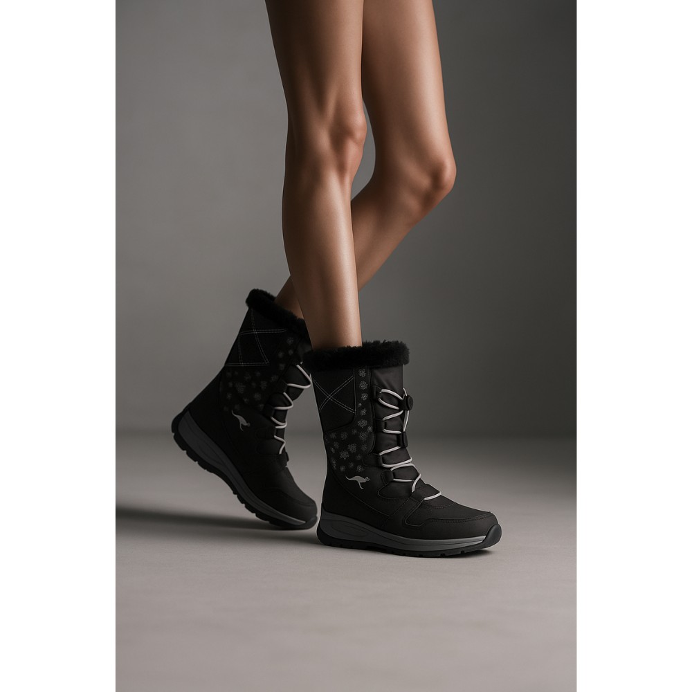 Женские черные дутики KangaRoos K-Glaze Rtx 18405-000-5002 Jet Black-Silver