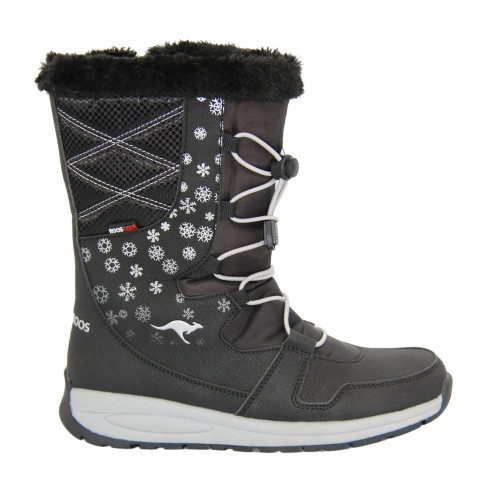 Жіночі чорні дутики чоботи KangaRoos K-Glaze Rtx 18405-000-5002 Jet Black-Silver 4867 на осінь та зиму модостійкі з утепленням на мемрані gore-tex 36 та 38 розмір зі знижкою