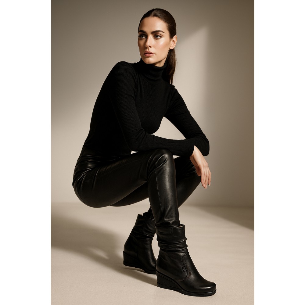 Жіночі чорні зимові черевики Axel 4418 4871 з натуральної шкіри