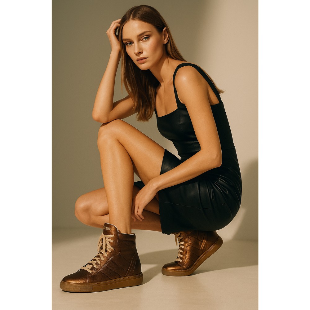 Женские золотистые кожаные ботинки Badura 2740-0000-1 0233