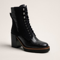 Women's fashionable black demi-season boots with high heels Visconi 2684365-365 4884 made of genuine leather 36 and 37 sizes with a discount from a Polish factory