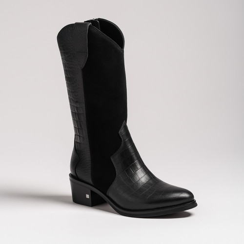 Women's black leather half-boots Cossacks Visconi 1801162-980 4885 made of genuine leather from a Polish factory