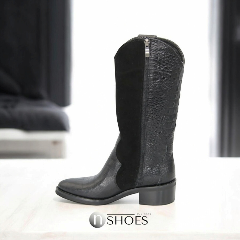 Женские черные сапоги демисезонные Visconi (Польша) модель 4885