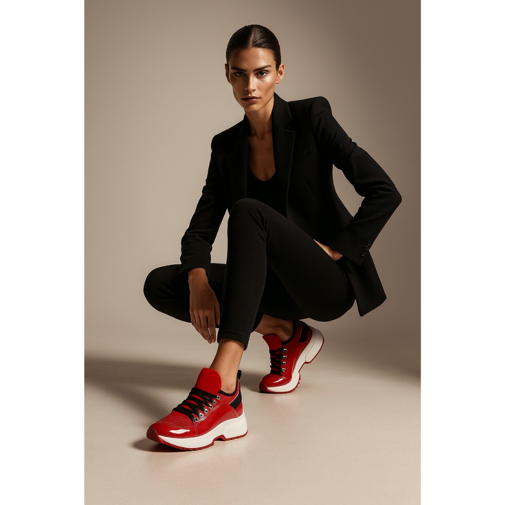 Жіночі демісезонні червоні кросівки La Via 0694-1 з натуральної шкіри