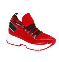 Women's red sneakers La Via Poland 0694-1 5077