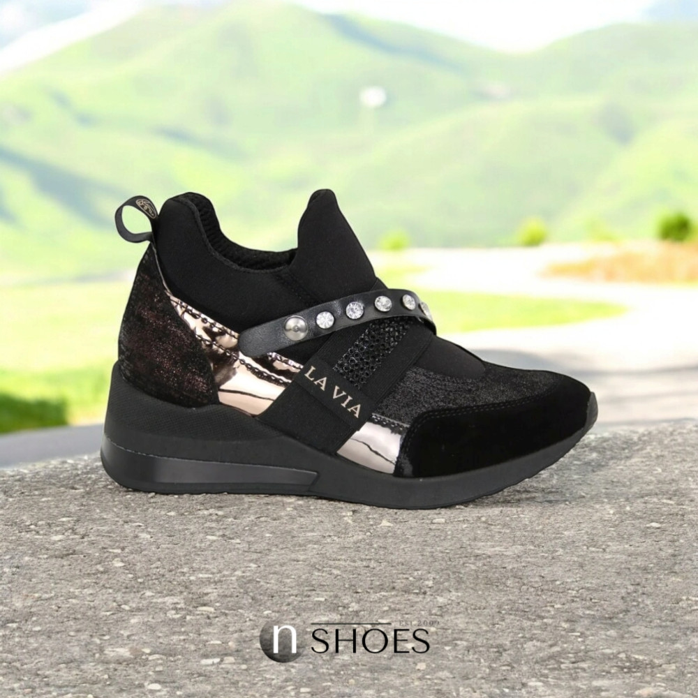 Women’s Black Sneakers La Via pn0-91013-1999-0093-13 5086 Genuine Leather