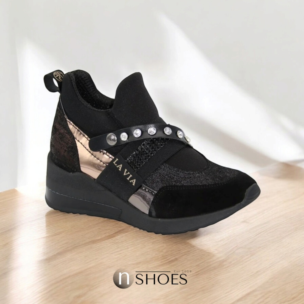 Women’s Black Sneakers La Via pn0-91013-1999-0093-13 5086 Genuine Leather