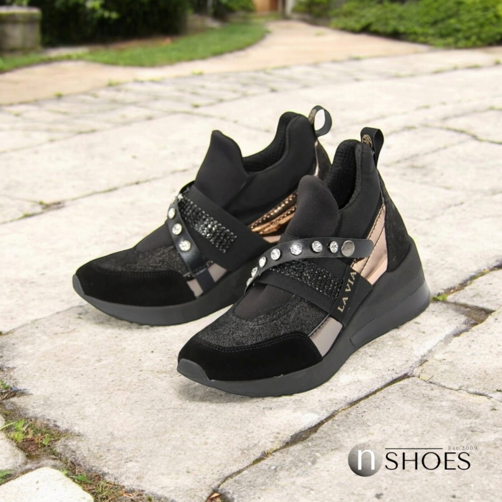 Women’s Black Sneakers La Via pn0-91013-1999-0093-13 5086 Genuine Leather