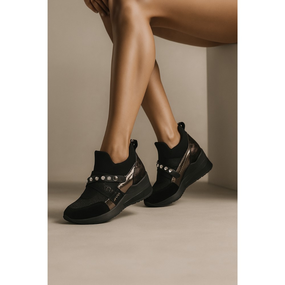 Women’s Black Sneakers La Via pn0-91013-1999-0093-13 5086 Genuine Leather