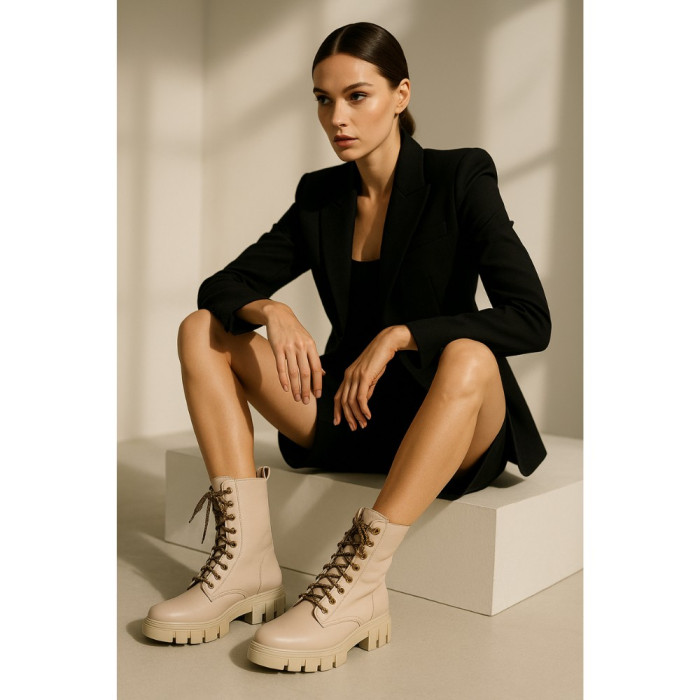 Women's beige ankle boots demi-season Best but (Poland) model 5090