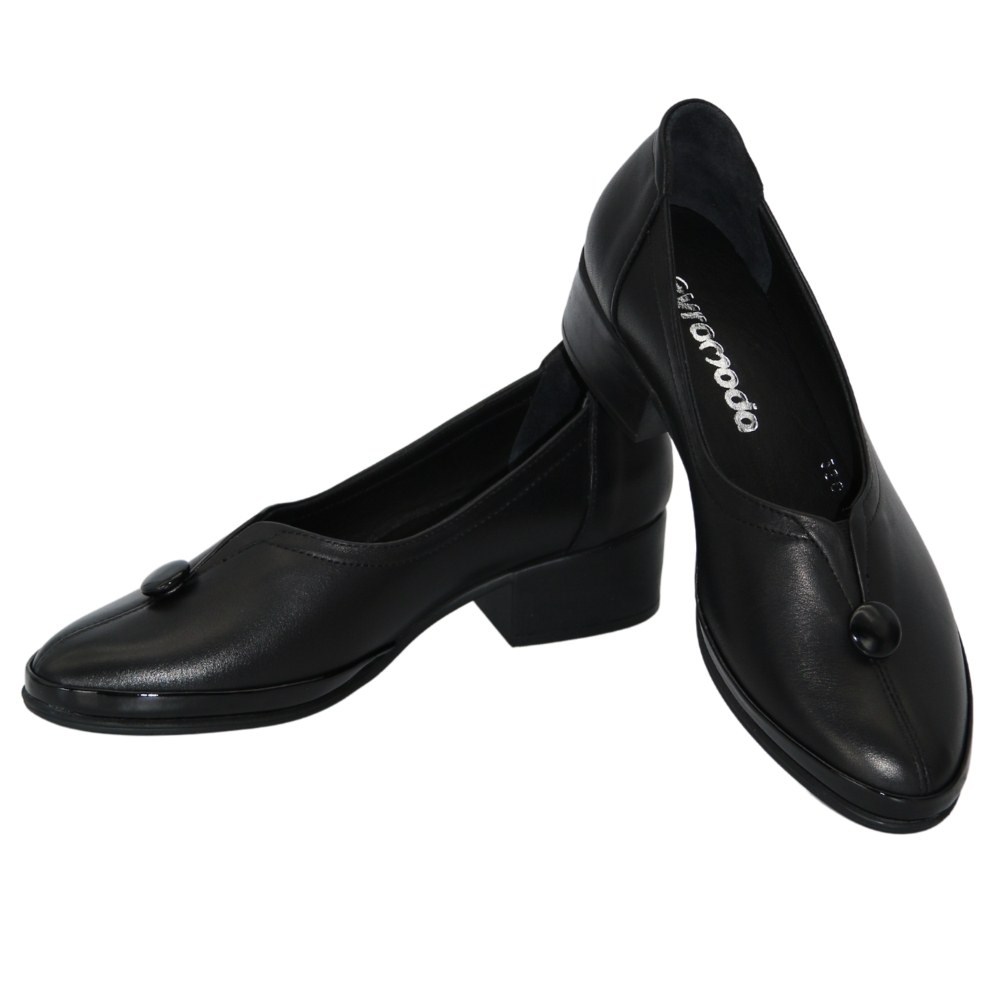 Women's black shoes loafers Evromoda (Turkey) model 5098