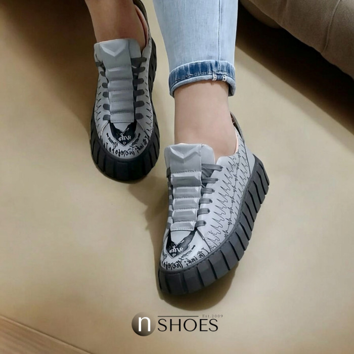 Женские серые кроссовки Evromoda (Турция) модель 5099