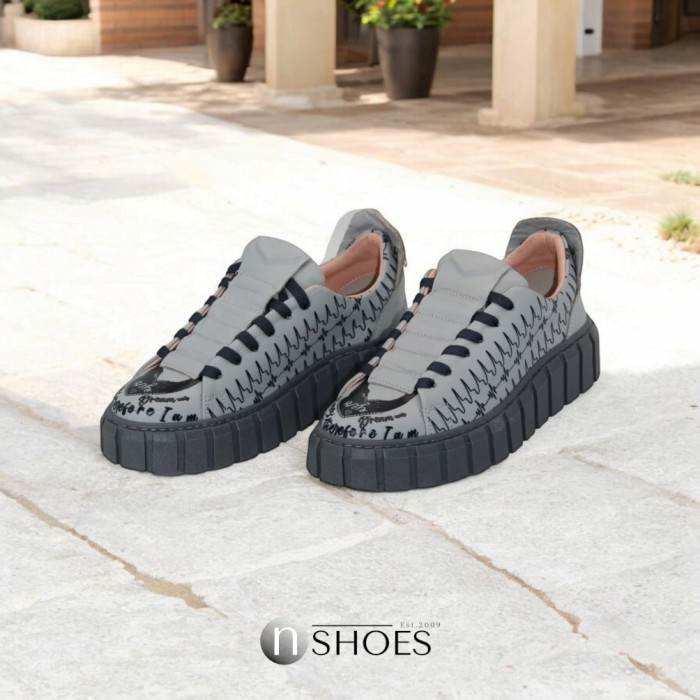 Женские серые кроссовки Evromoda (Турция) модель 5099