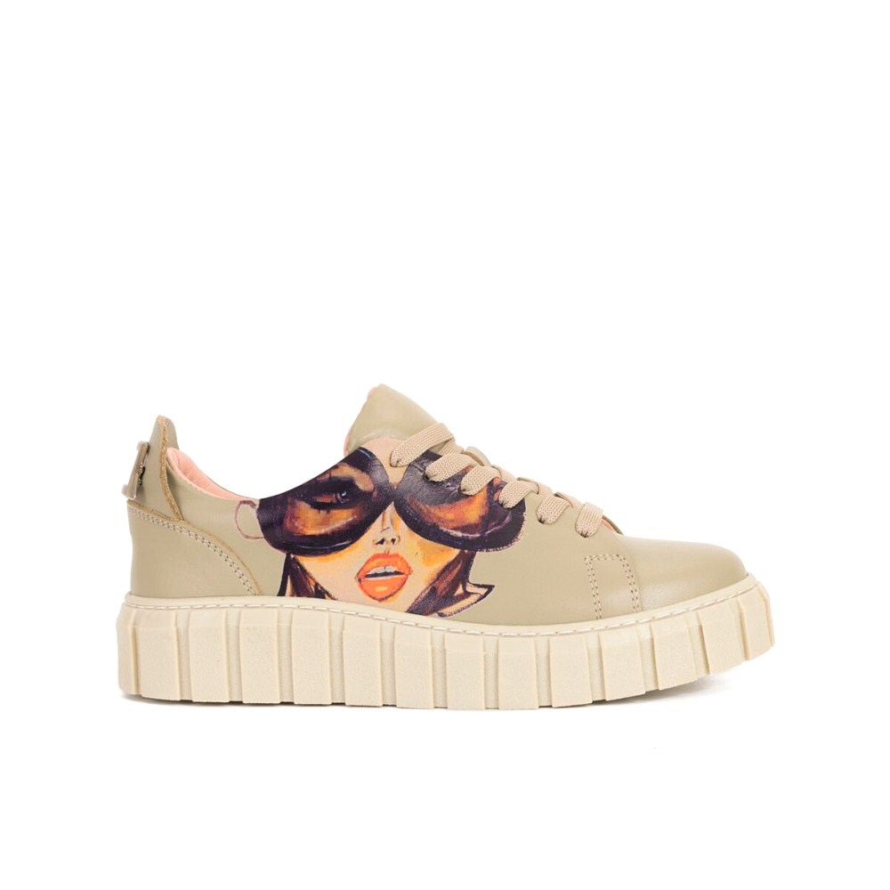 Women's beige sneakers Evromoda (Turkey) model 5100