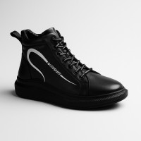 Women's stylish black demi-season black boots Evromoda 375-705-sa 5101 made of genuine leather size 38 and 40 with a discount from a Turkish factory