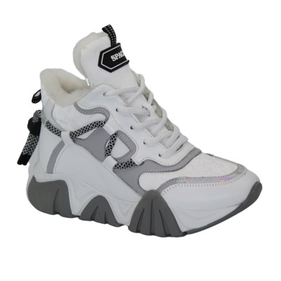 Женские белые кроссовки зимние Evromoda Турция 622-7566-kurk 5103