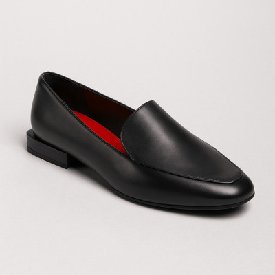 Женские черные туфли лоферы Evromoda 237-307-5-1 5104 стильные из натуральной кожи от турецкой фабрики