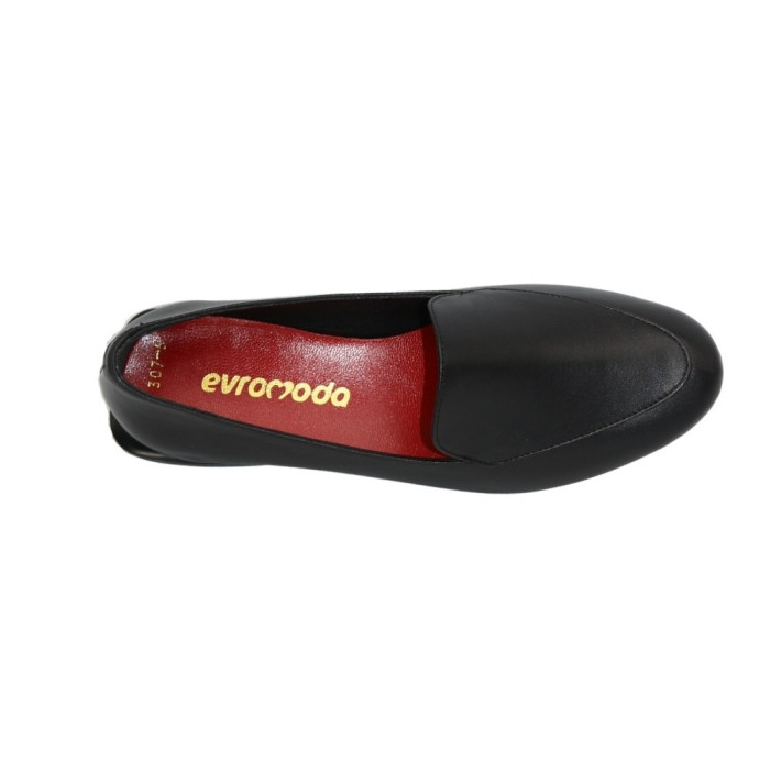 Women's black shoes loafers Evromoda (Turkey) model 5104