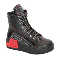 Women's fashionable black winter boots Evromoda 186-7106-kurk 5106 made of genuine leather with lambskin insulation 36 and 37 sizes with a discount from a Turkish factory