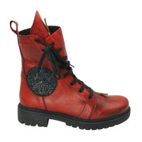 Women's stylish red demi-season boots Aspena 79122 5129 made of genuine leather size 39 and 40 with a discount from a Polish factory