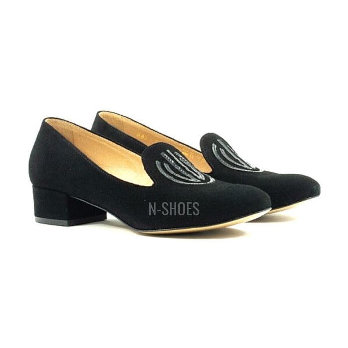 Women's black loafers Marсo (Poland) Natural suede, model 5132