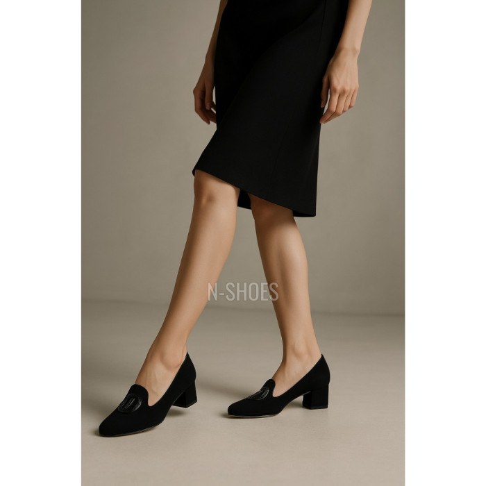 Women's black loafers Marсo (Poland) Natural suede, model 5132